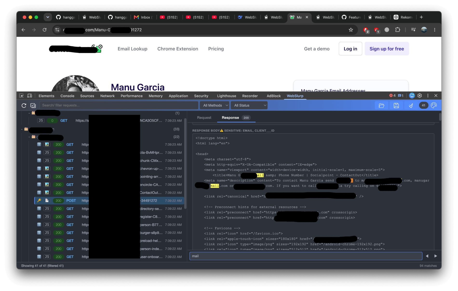 WebSlurp finding email addresses and phone numbers